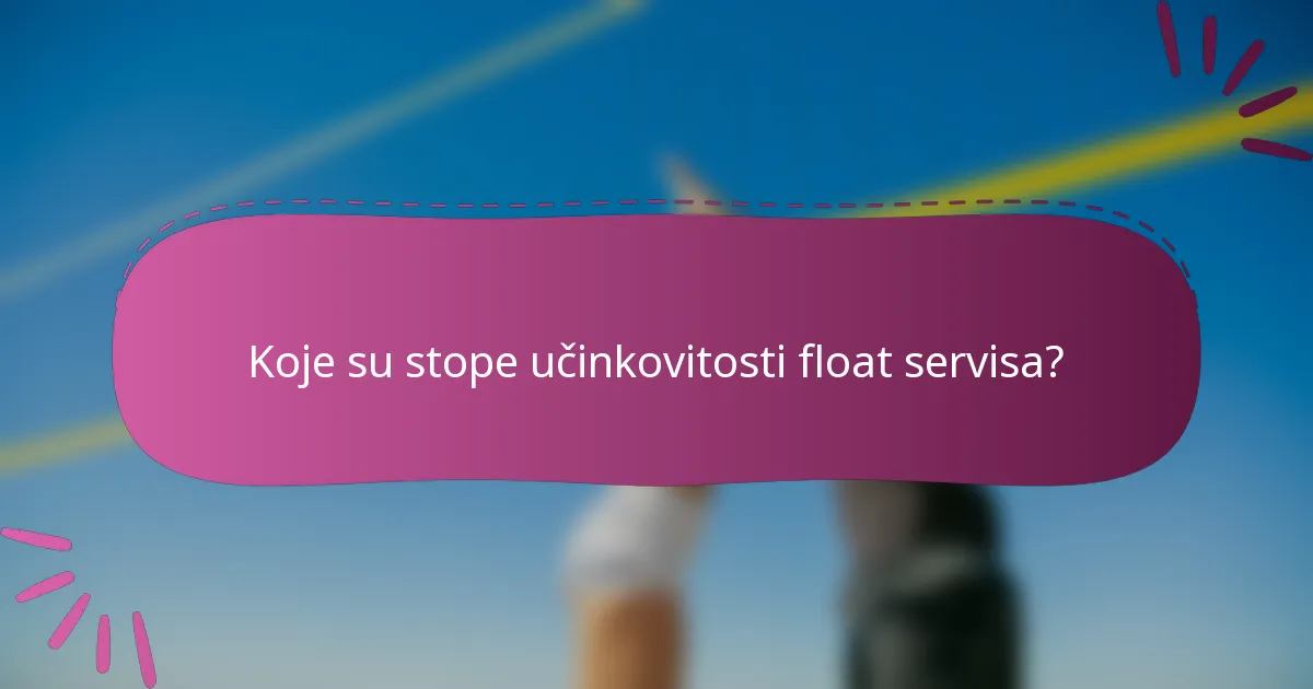 Koje su stope učinkovitosti float servisa?