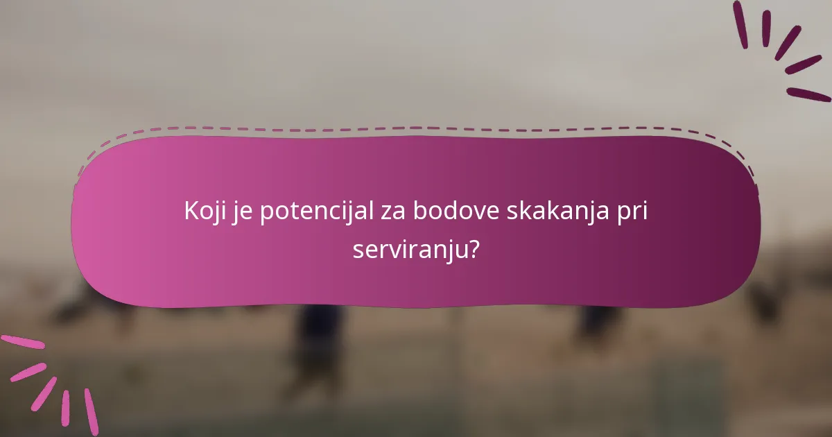 Koji je potencijal za bodove skakanja pri serviranju?